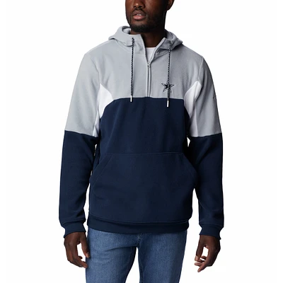 Men's Columbia Navy Dallas Cowboys Lodge Fleece Quarter-Zip Hoodie