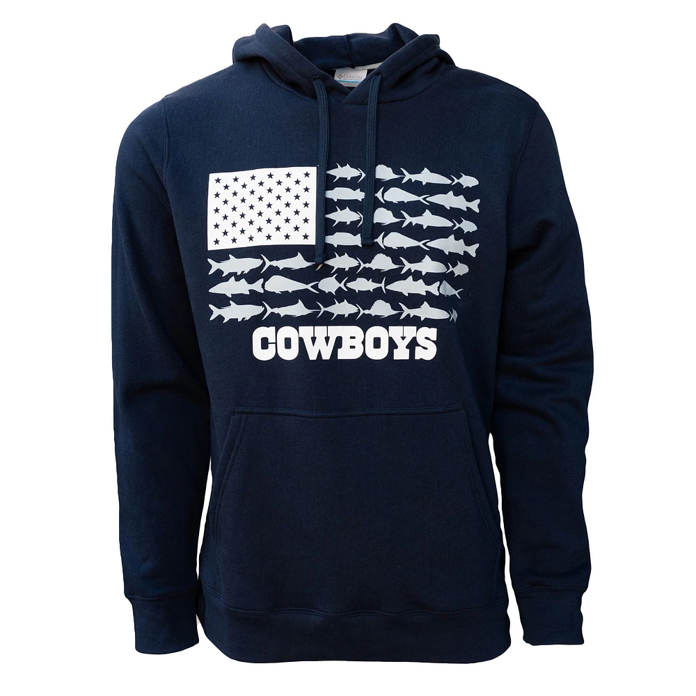 Sweat à capuche pour homme Columbia Navy Dallas Cowboys PFG Fish Flag II