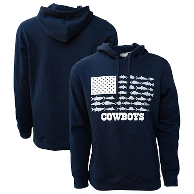 Sweat à capuche pour homme Columbia Navy Dallas Cowboys PFG Fish Flag II