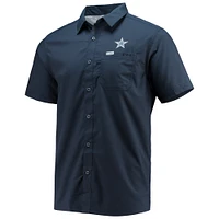 Chemise boutonnée Columbia Navy Dallas Cowboys Slack Tide Fish Omni-Shade pour hommes