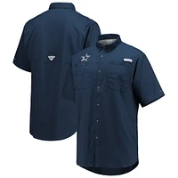 Chemise boutonnée à manches courtes Tamiami Omni-Shade des Dallas Cowboys de Columbia pour homme, bleu marine