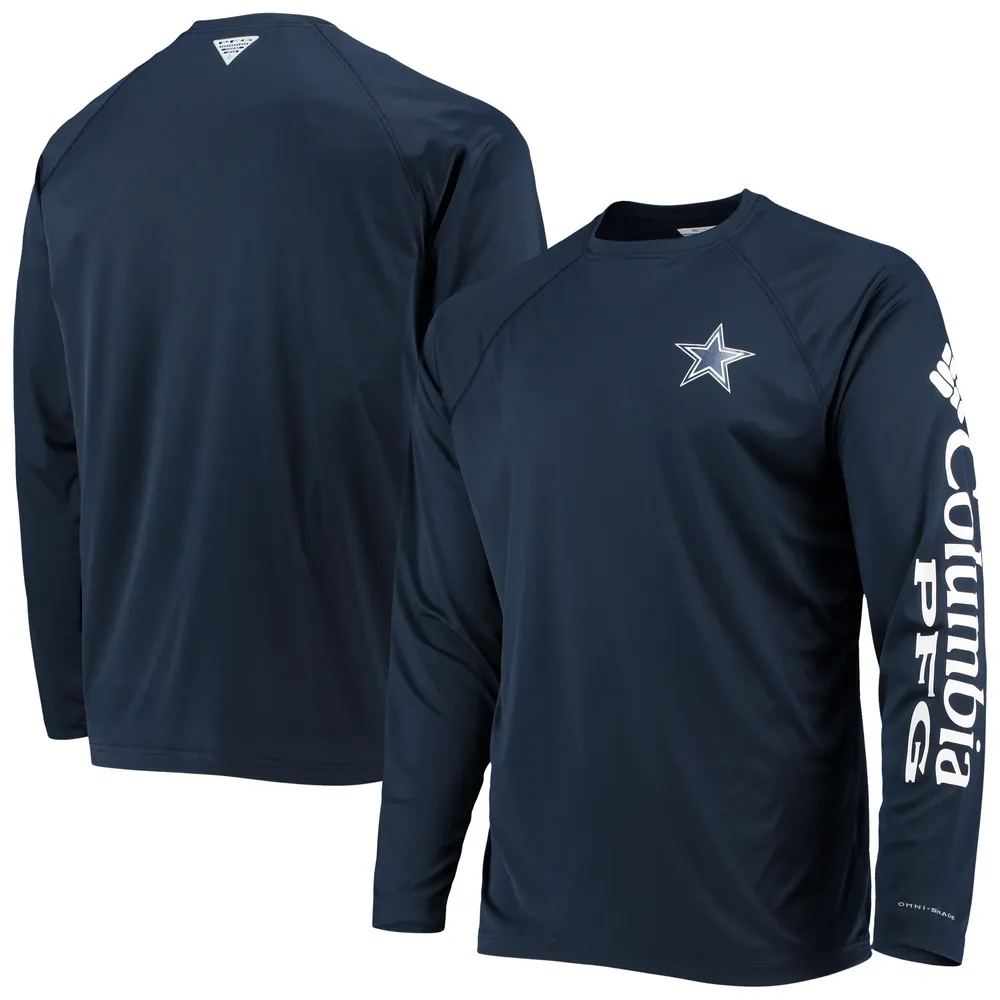 T-shirt à manches longues raglan pour homme Columbia Navy Dallas Cowboys Terminal Tackle Omni-Shade