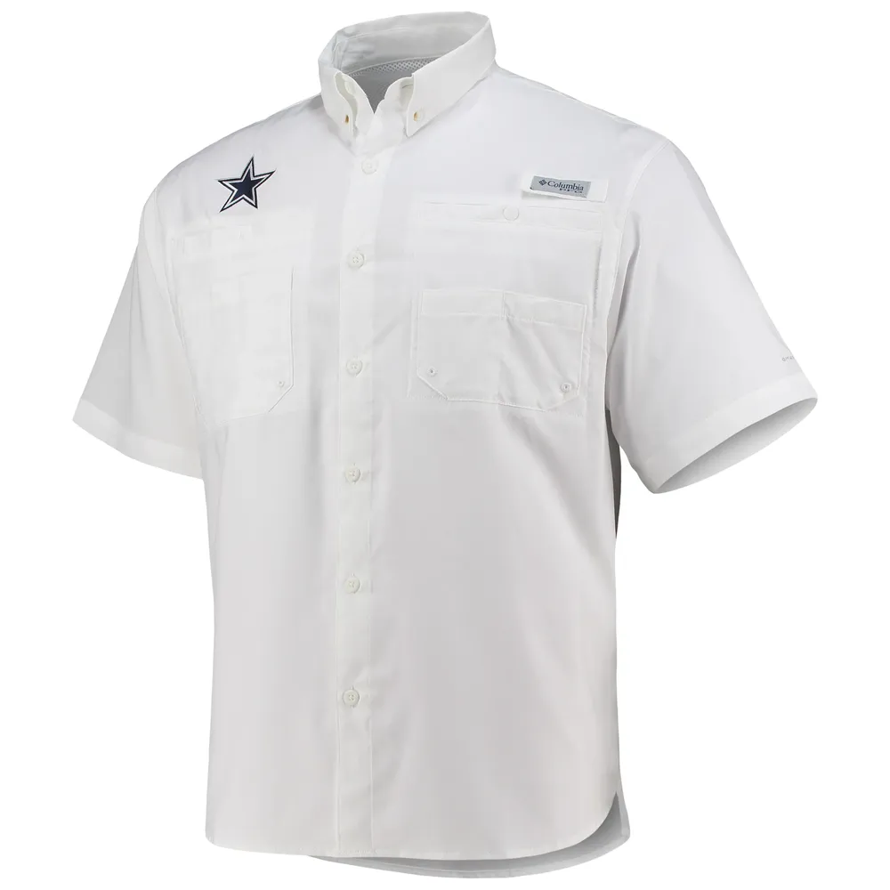 Men's Columbia White Dallas Cowboys Tamiami Omni-Shade Button-Down Shirt