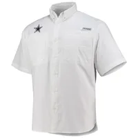 Men's Dallas Cowboys Columbia White Tamiami Omni-Shade Button-Down