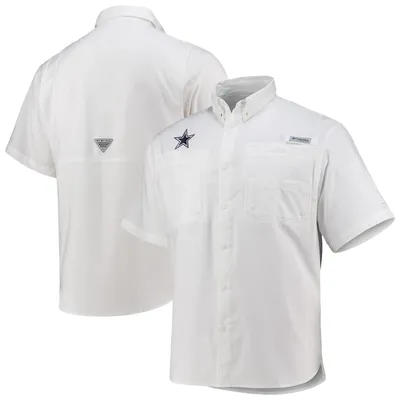 Men's Columbia White Dallas Cowboys Tamiami Omni-Shade Button-Down Shirt
