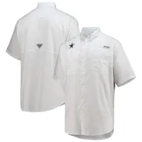 Chemise boutonnée à manches courtes Tamiami Omni-Shade des Dallas Cowboys Columbia White pour homme