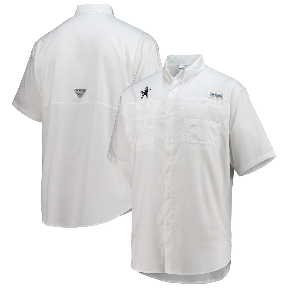 Chemise boutonnée à manches courtes Tamiami Omni-Shade des Dallas Cowboys Columbia White pour homme