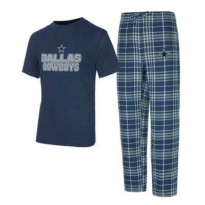 Ensemble de nuit pour homme avec t-shirt et pantalon en flanelle bleu marine/gris Dallas Cowboys Vector Concepts Sport