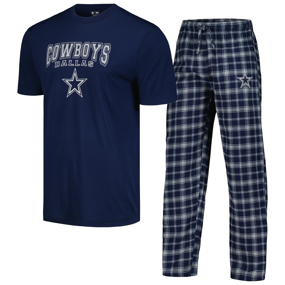 Ensemble de nuit t-shirt et pantalon Concepts Sport pour hommes, bleu marine, Dallas Cowboys Arctic