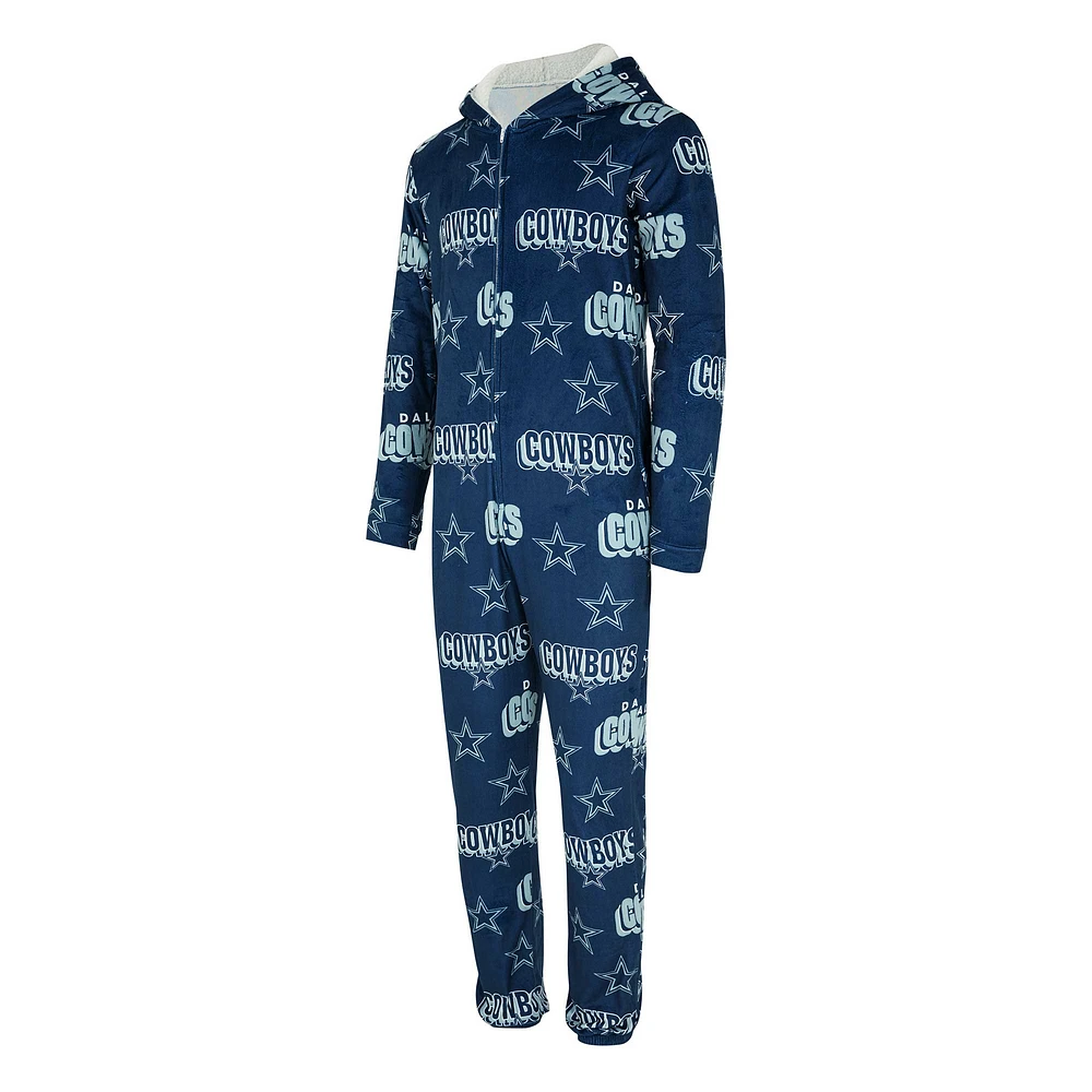 Men's Concepts Sport Navy Dallas Cowboys Roadway All Over Microfleece Full-Zip Union Suit