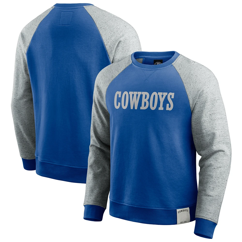 Sweat-shirt à enfiler raglan blocs de couleurs rétro bleu/gris la collection Darius Rucker Fanatics pour hommes des Cowboys Dallas