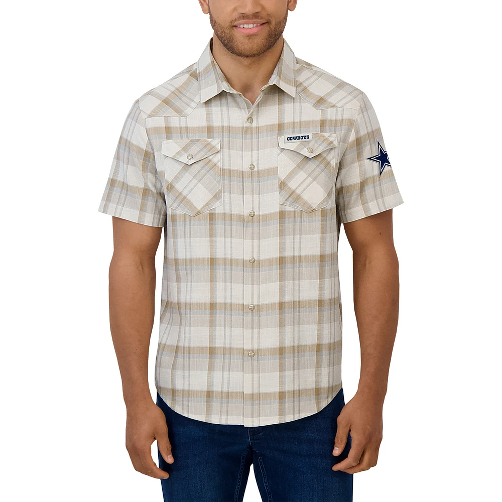 Men's Darius Rucker Collection by Fanatics Brown Dallas Cowboys Plaid Full-Snap Shirt