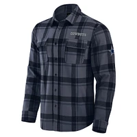 Men's Darius Rucker Collection by Fanatics Navy Dallas Cowboys Tri-Blend Plaid Button-Up Shirt