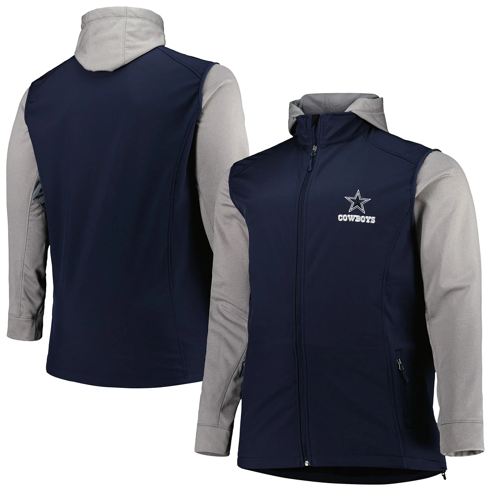 Men's Dunbrooke Navy/Gray Dallas Cowboys Big & Tall Alpha Full-Zip Hoodie Jacket