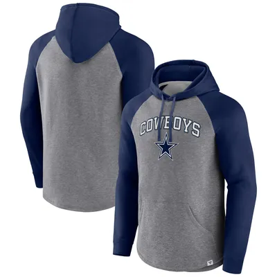 Men's Fanatics Branded Heathered Gray/Royal Buffalo Bills by Design Raglan Pullover Hoodie