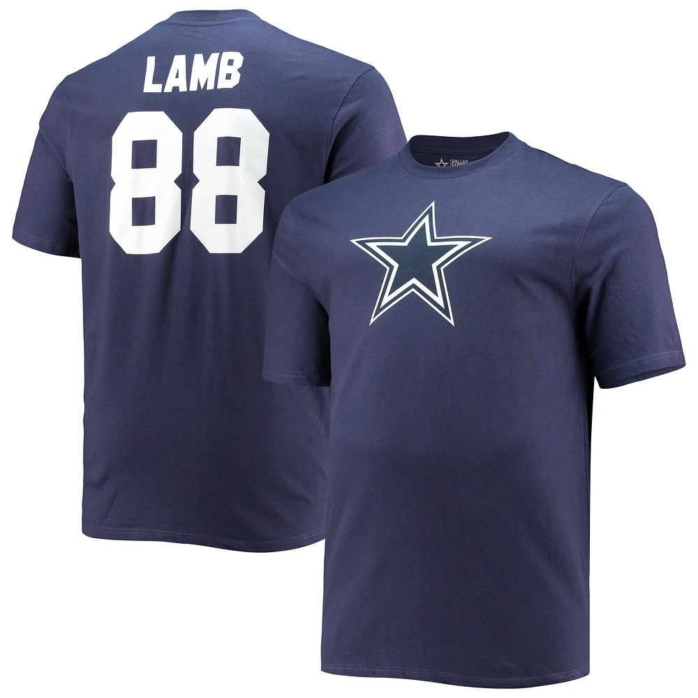 T-shirt avec nom et numéro de joueur Fanatics CeeDee Lamb Navy Dallas Cowboys pour hommes