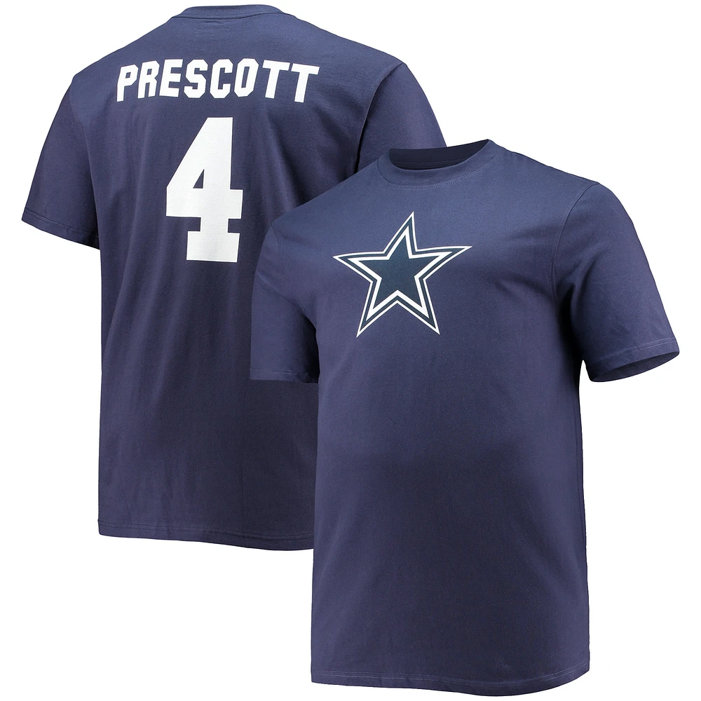 T-shirt avec nom et numéro de joueur Fanatics Dak Prescott Navy Dallas Cowboys pour hommes