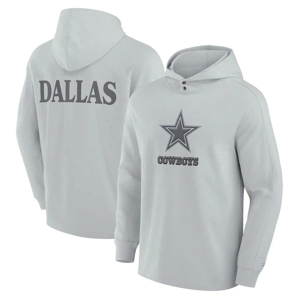 Men's Fanatics Gray Dallas Cowboys Elements Blaze Tri-Blend Long Sleeve Hoodie T-Shirt