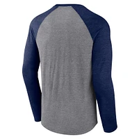 Men's Fanatics Heather Gray/Heather Navy Dallas Cowboys Raglan Long Sleeve T-Shirt