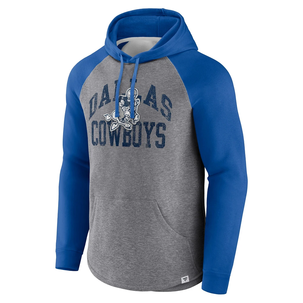 Men's Fanatics Heather Gray Dallas Cowboys Favorite Arch Raglan Pullover Hoodie