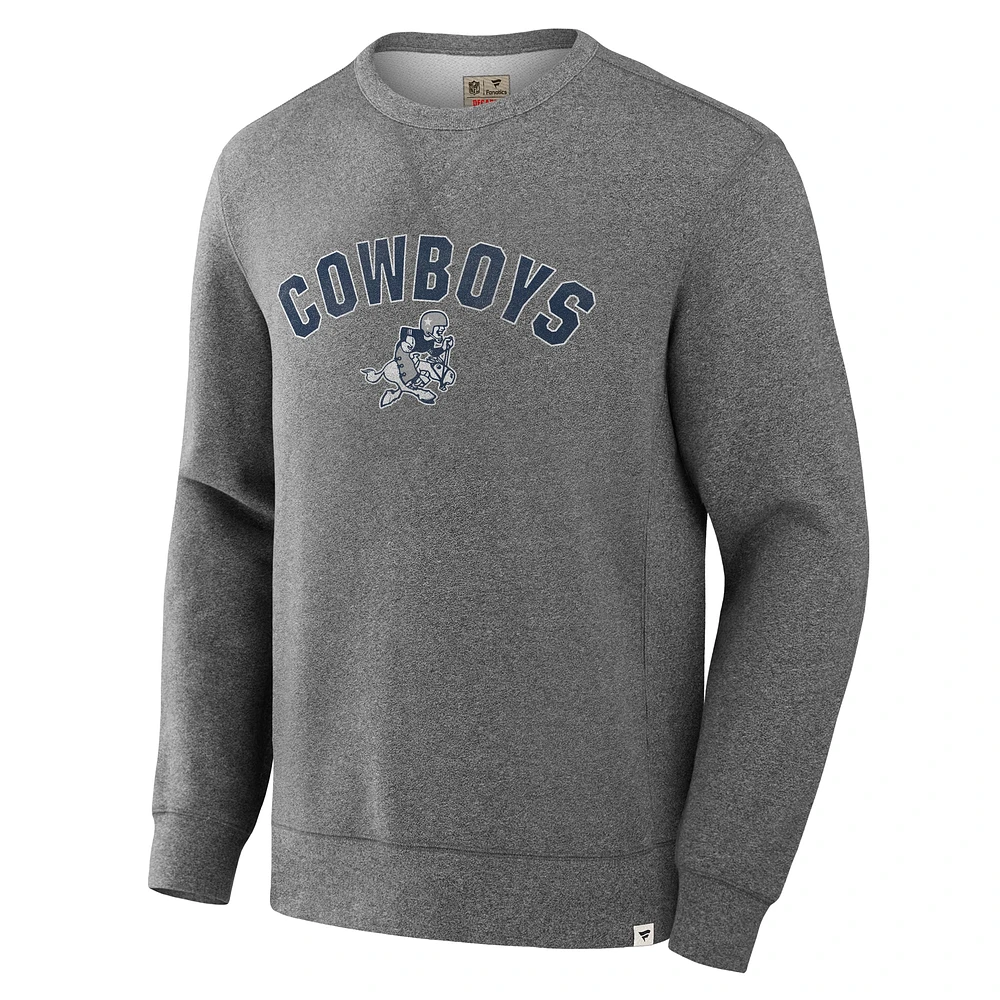 Men's Fanatics  Heather Gray Dallas Cowboys Loop Terry Pullover Sweatshirt