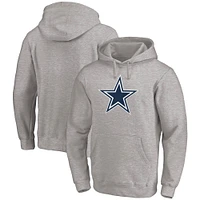 Men's Fanatics Heather Gray Dallas Cowboys Primary Logo Fitted Pullover Hoodie