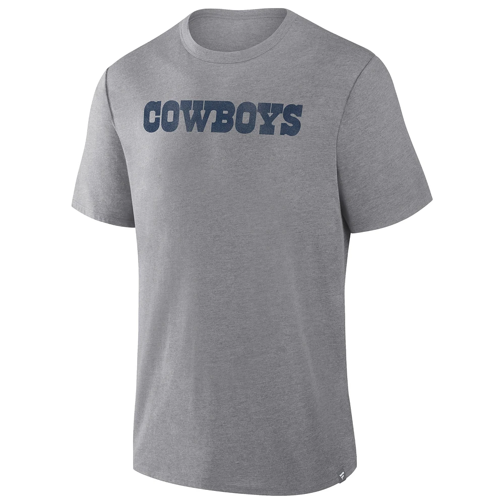 T-shirt tri-blend gris chiné Fanatics pour homme des Cowboys de Dallas