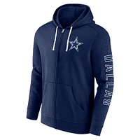 Sweat à capuche entièrement zippé pour hommes Fanatics Heather Navy Dallas Cowboys Offensive Lineup