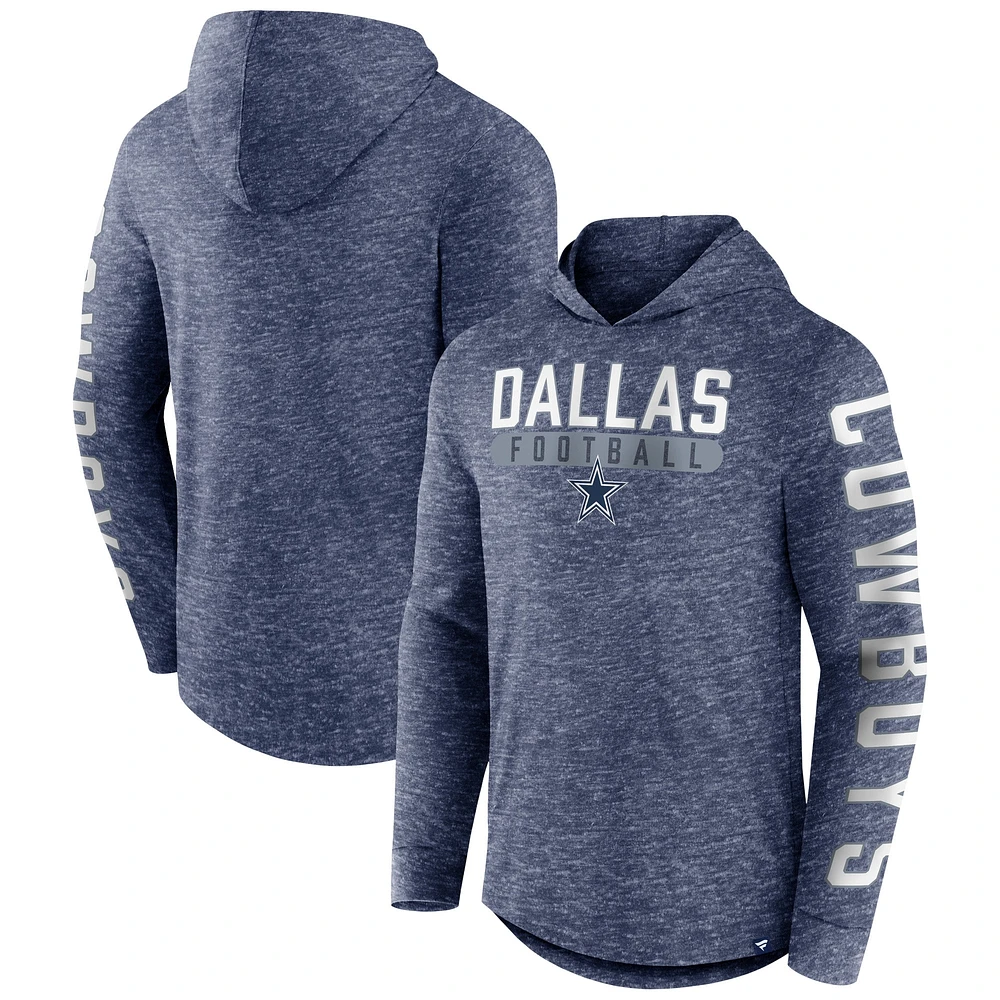 T-shirt à capuche manches longues Fanatics Heather Navy Dallas Cowboys Pill Stack pour hommes