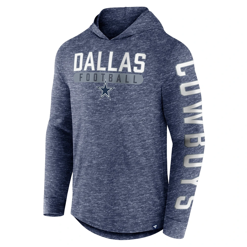 Men's Fanatics Heather Navy Dallas Cowboys Pill Stack Long Sleeve Hoodie T-Shirt