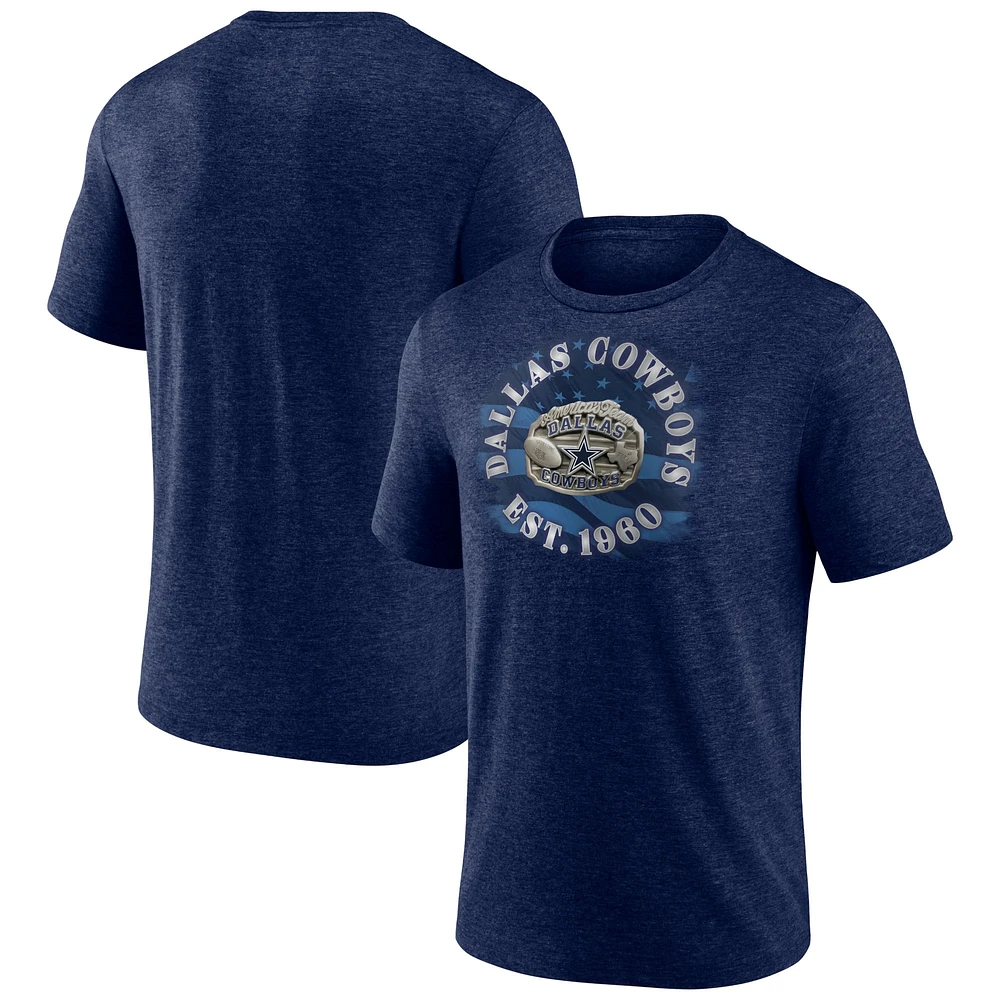 Men's Fanatics Heathered Navy Dallas Cowboys Sporting Chance Tri-Blend T-Shirt