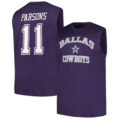 Fanatics pour hommes Micah Parsons bleu marine Dallas Cowboys Big & Tall Muscle Débardeur