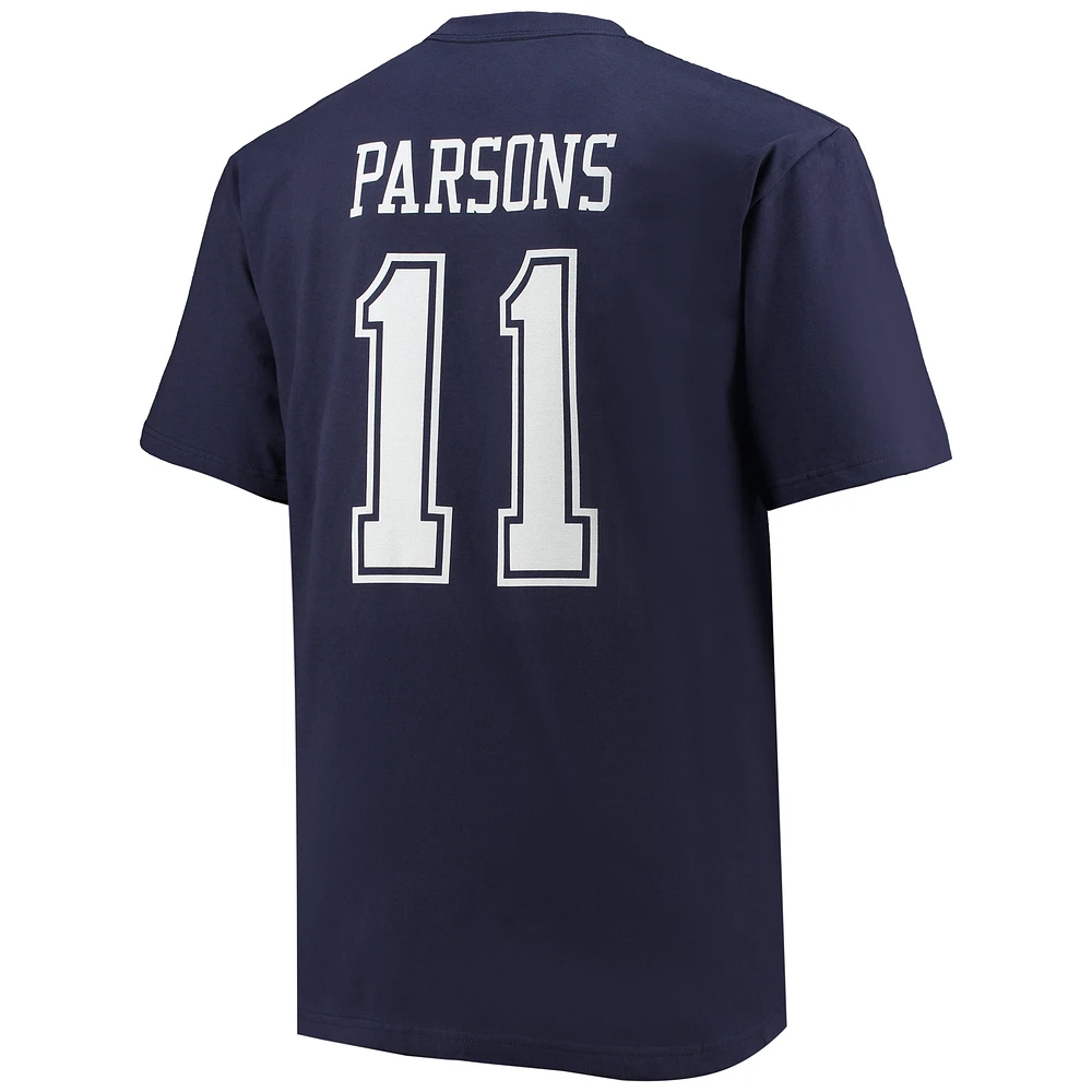 T-shirt Fanatics Micah Parsons pour hommes, bleu marine, avec nom et numéro de joueur des Cowboys Dallas, grande taille