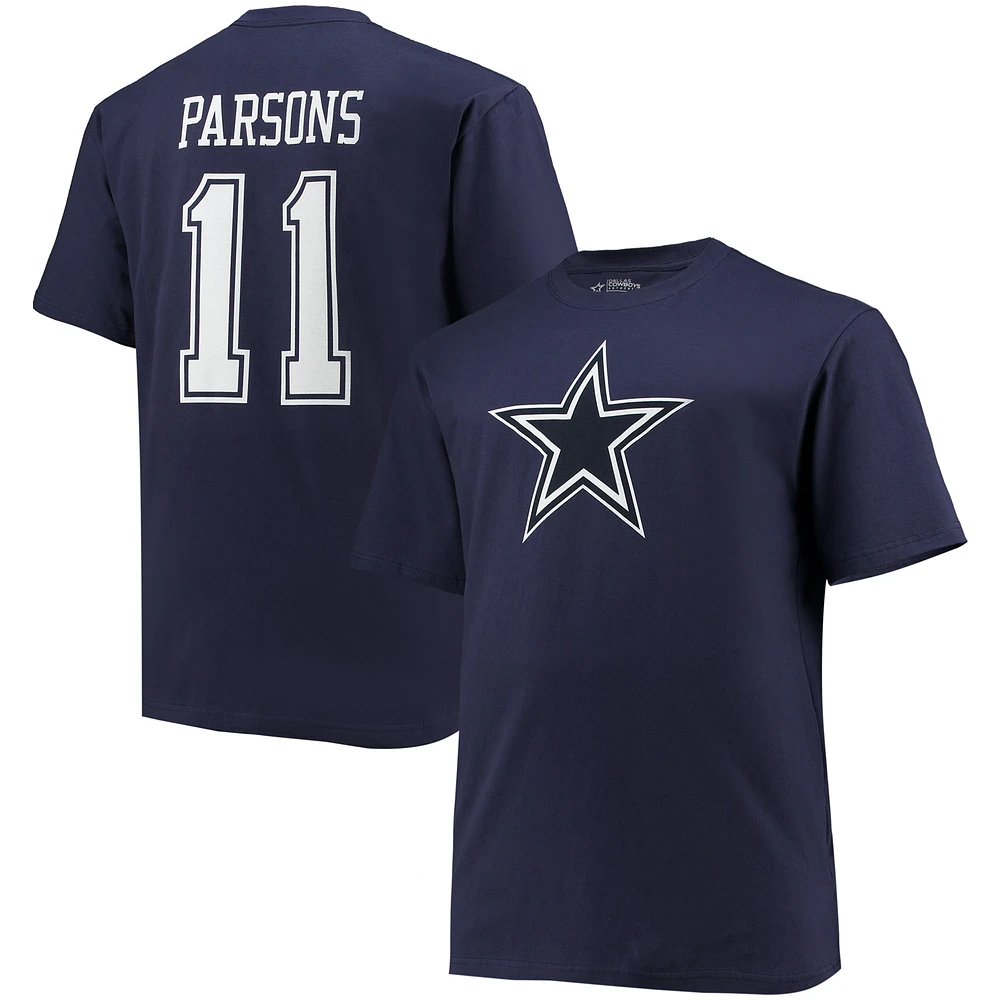 Men's Fanatics Micah Parsons Navy Dallas Cowboys Big & Tall Player Name Number T-Shirt