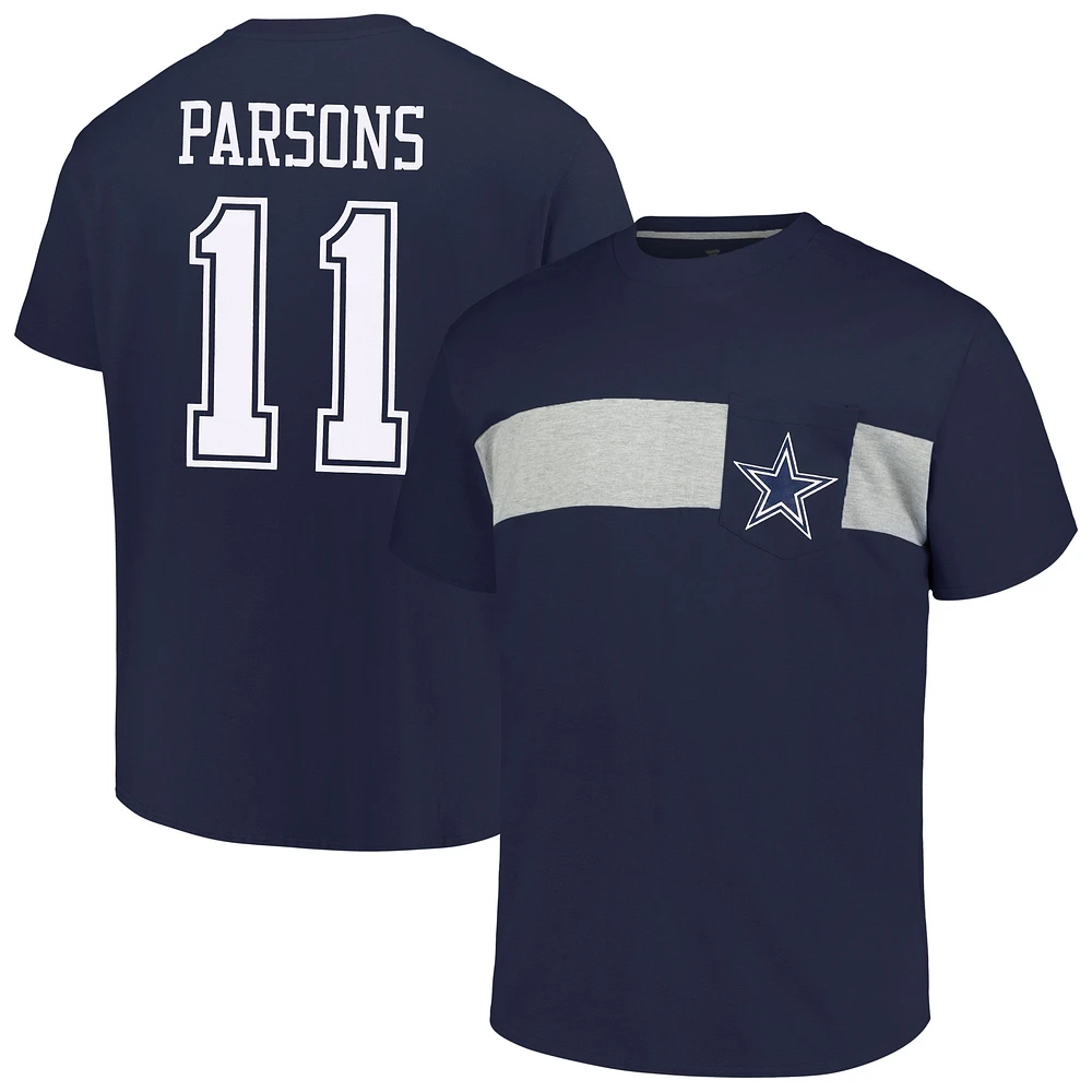 T-shirt grand et pour hommes Fanatics Micah Parsons bleu marine Dallas Cowboys