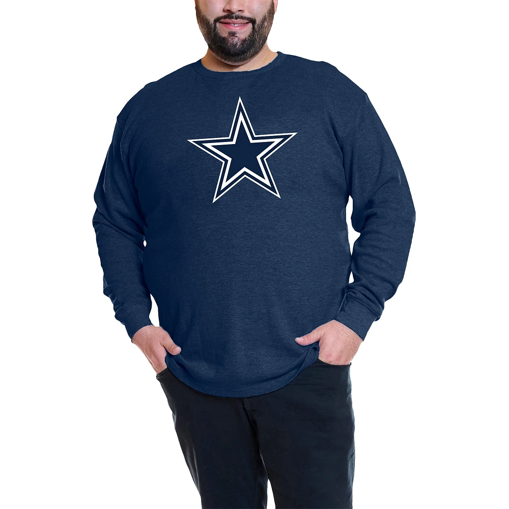 Men's Fanatics Micah Parsons Navy Dallas Cowboys Big & Tall Thermal Waffle Long Sleeve T-Shirt