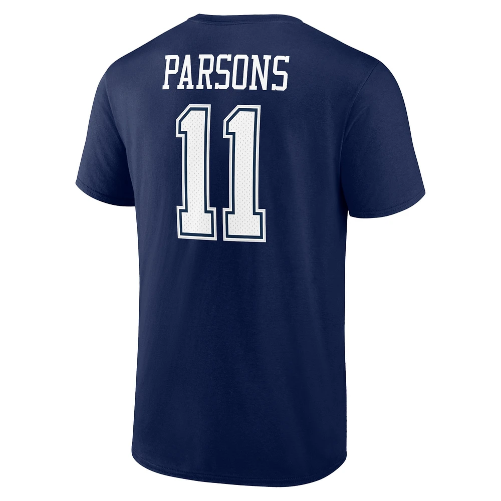 Men's Fanatics Micah Parsons Navy Dallas Cowboys Player Icon Name & Number T-Shirt