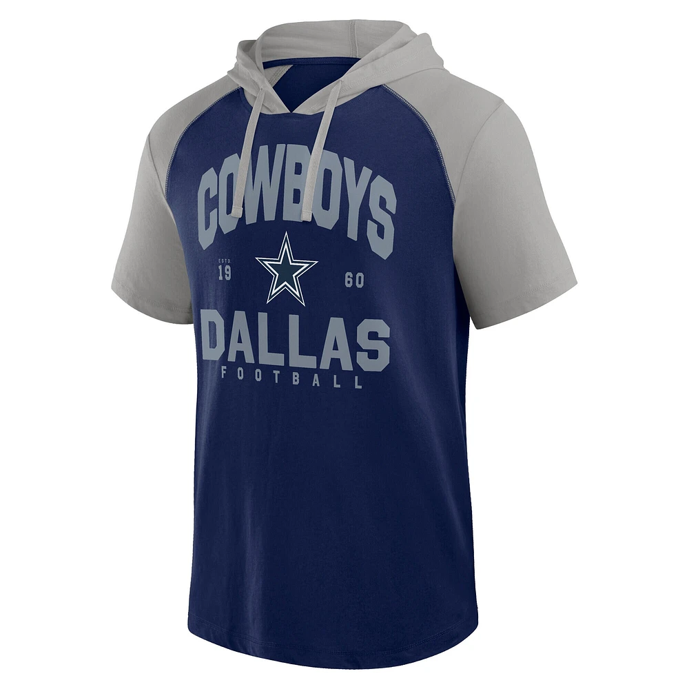 Sweat à capuche manches courtes Fanatics bleu marine/gris Dallas Cowboys Prime pour homme
