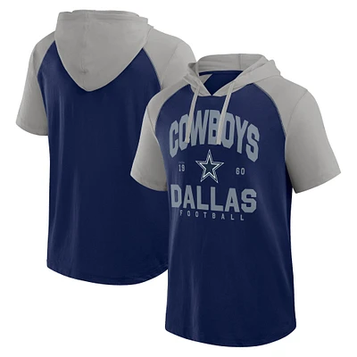 Sweat à capuche manches courtes Fanatics bleu marine/gris Dallas Cowboys Prime pour homme