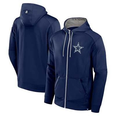 Sweat à capuche entièrement zippé Fanatics pour hommes, bleu marine, Dallas Cowboys Defender