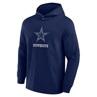 Men's Fanatics Navy Dallas Cowboys Elements Blaze Tri-Blend Long Sleeve Hoodie T-Shirt