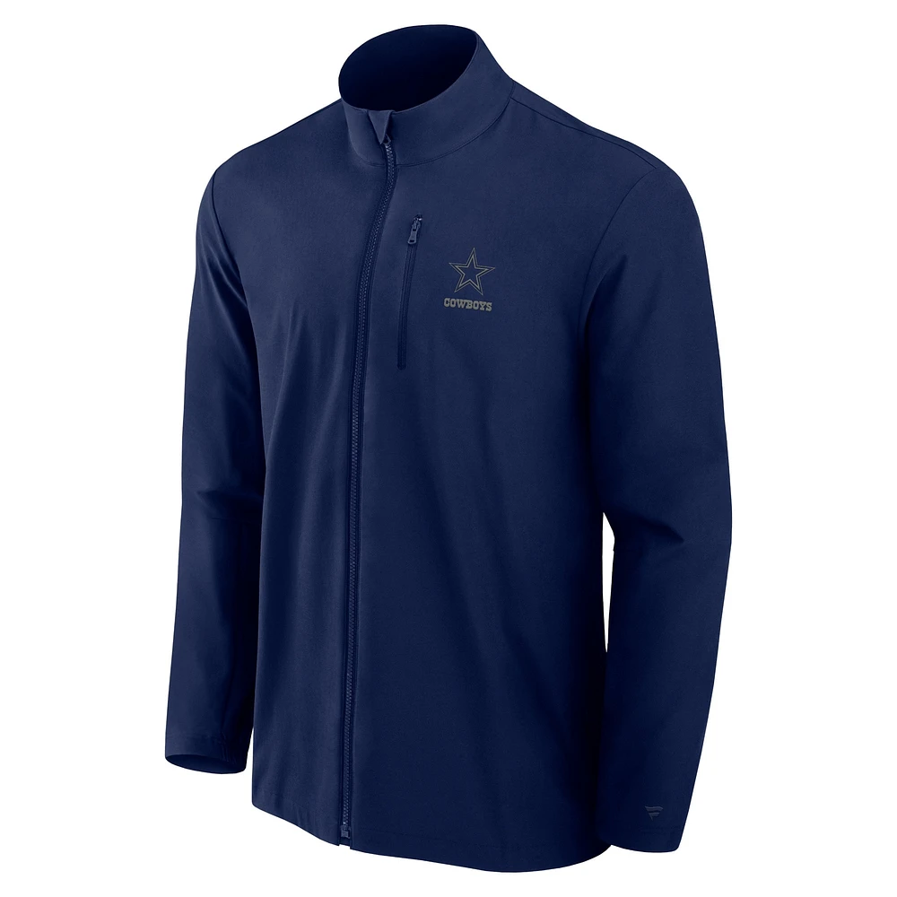 Men's Fanatics Navy Dallas Cowboys Front Office Micro Tonal Full-Zip Jacket