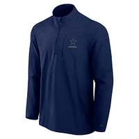 Men's Fanatics Navy Dallas Cowboys Front Office Micro Tonal Quarter-Zip Pullover