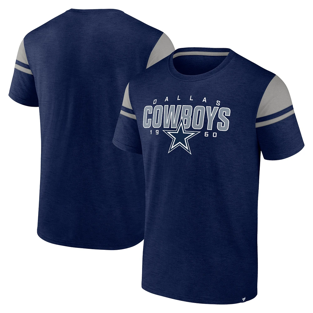 T-shirt bleu marine Fanatics pour hommes Dallas Cowboys Old School Play Slub