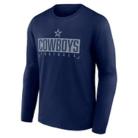 T-shirt à manches longues Fanatics Navy Dallas Cowboys Stack The Box pour hommes