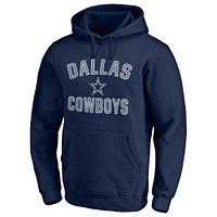 Men's Fanatics Navy Dallas Cowboys Victory Arch Team Fitted Pullover Hoodie