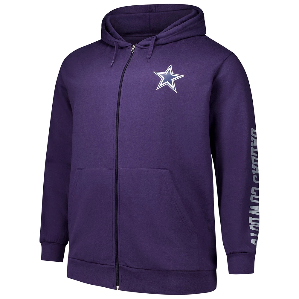 Men's Fanatics  Purple Dallas Cowboys Big & Tall Sleeve Hit Full-Zip Hoodie