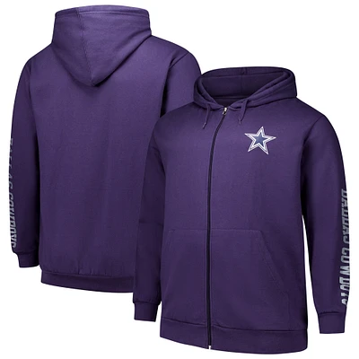 Men's Fanatics  Purple Dallas Cowboys Big & Tall Sleeve Hit Full-Zip Hoodie