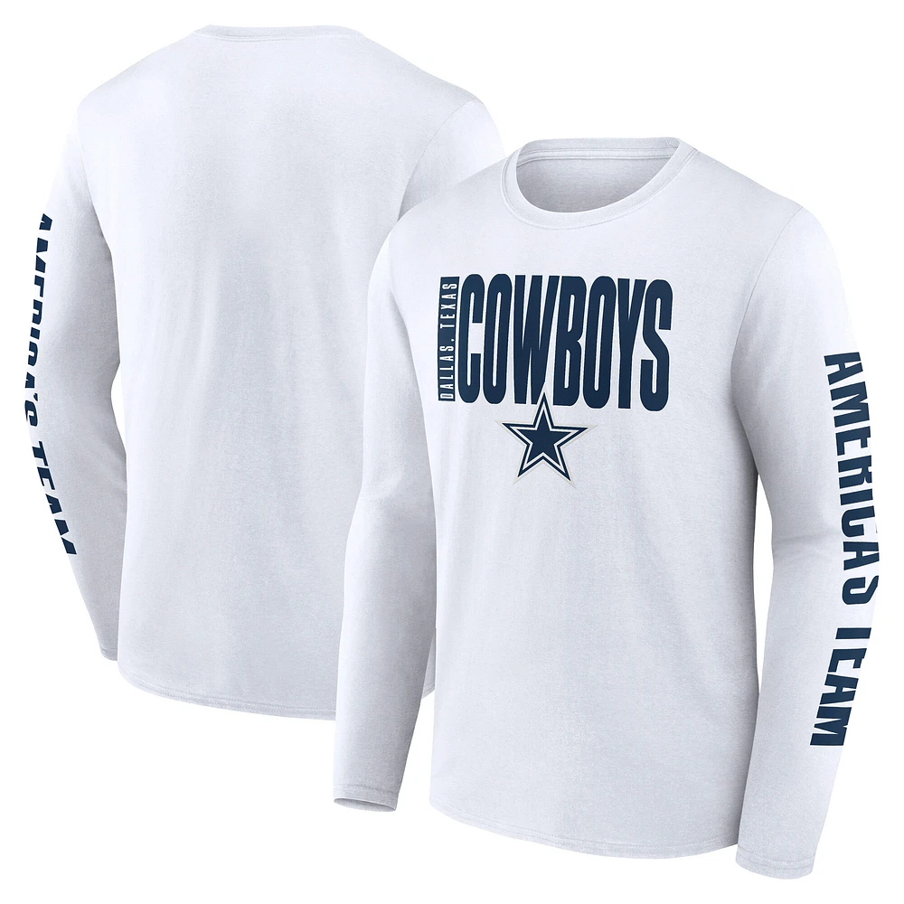 T-shirt à manches longues Fanatics pour homme, blanc, Dallas Cowboys Vision