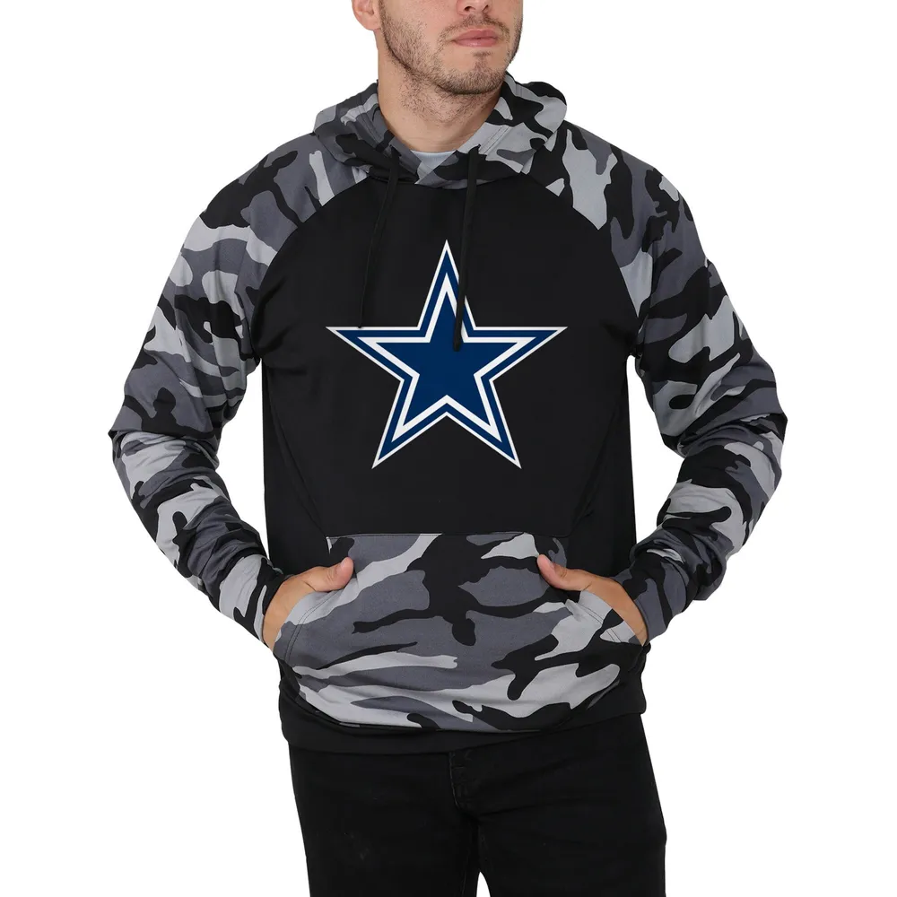 FOCO Dallas Cowboys Raglan noir/camouflage pour homme - Chandail à capuchon